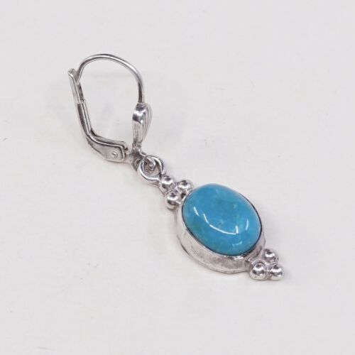 Vtg handmade Sterling Silver earrings, Southwestern 925 Turquoise Dangles