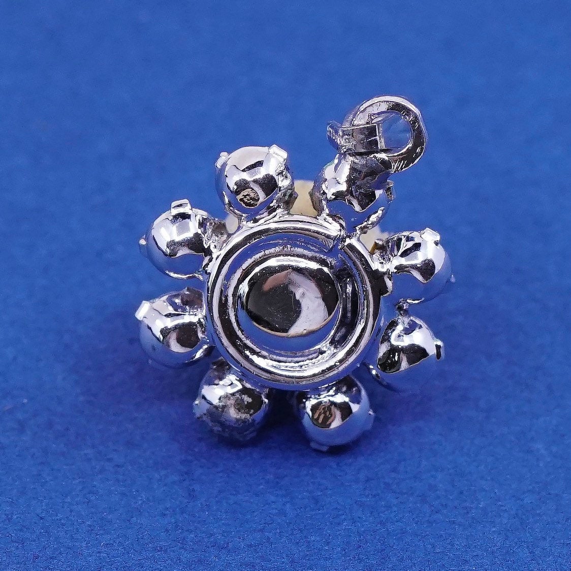 vtg Sterling silver handmade pendant, 925 with Pearl and cz around