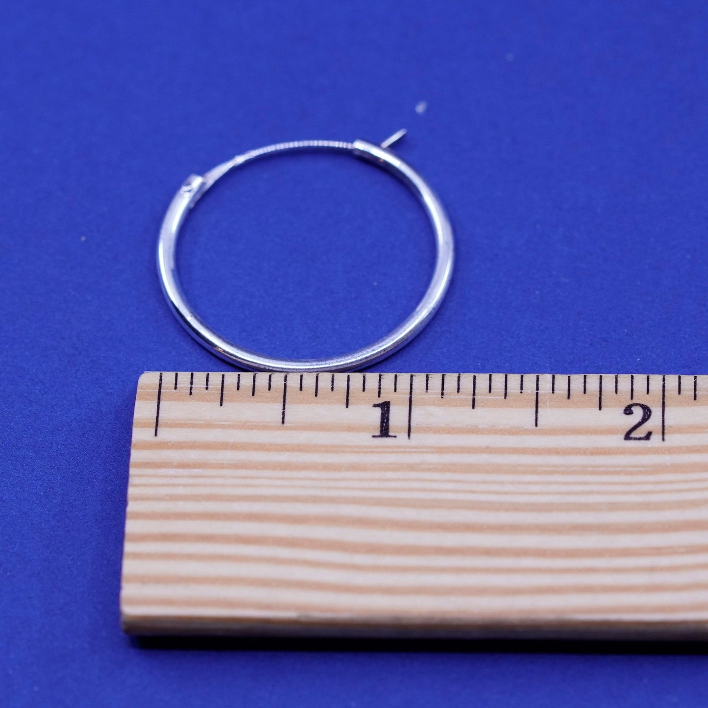 1.25”, vintage Sterling silver handmade hoop earrings, 925 huggie