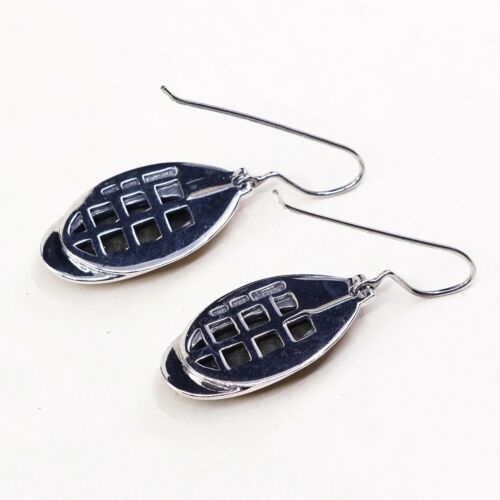 Handmade Antique Sterling Silver Earrings W Oval hematite, stamped 925 Barse