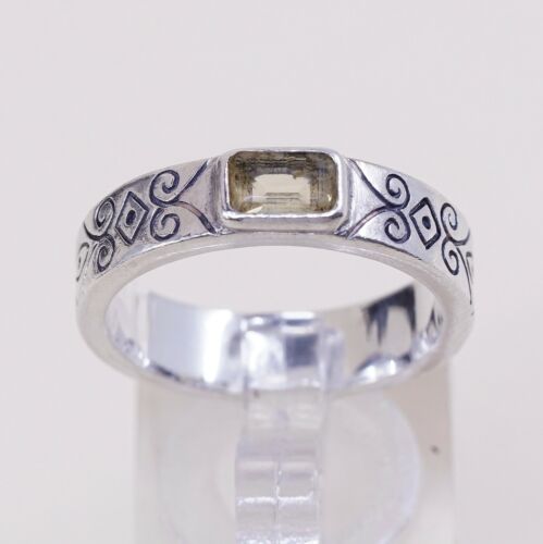 Sz 9.25, Vtg Brighton Sayan Handmade Sterling 925 Silver Ring W/ Citrine