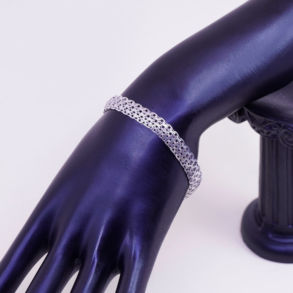 8”, 8mm, Vintage sterling silver bracelet, 925 flatten curb chain