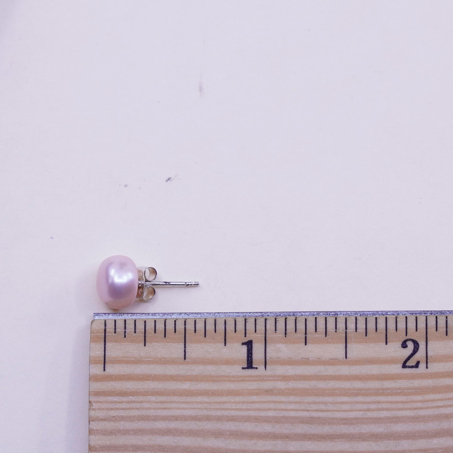 Vintage sterling silver earrings, 925 studs with pink pearl