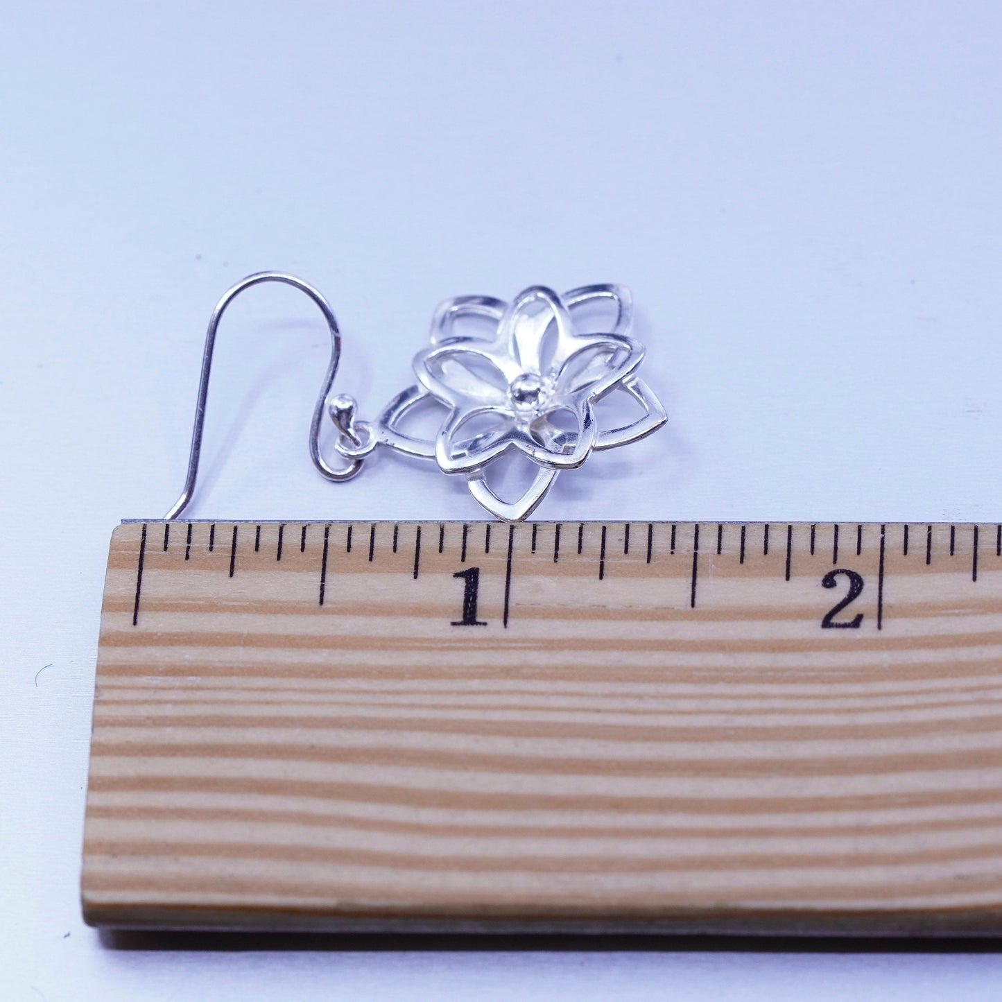Vintage Sterling 925 silver handmade filigree flower earrings