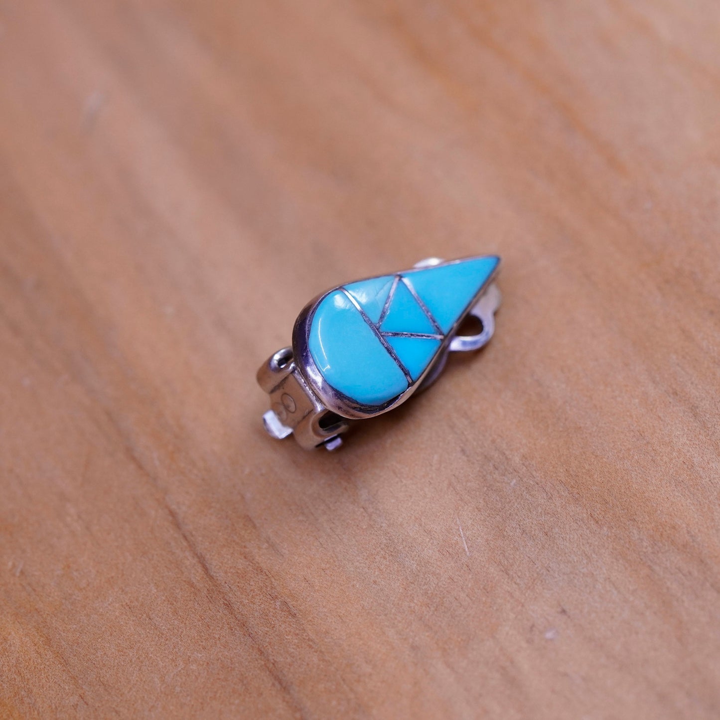 Native American Zuni Sterling 925 silver clip on teardrop earrings turquoise