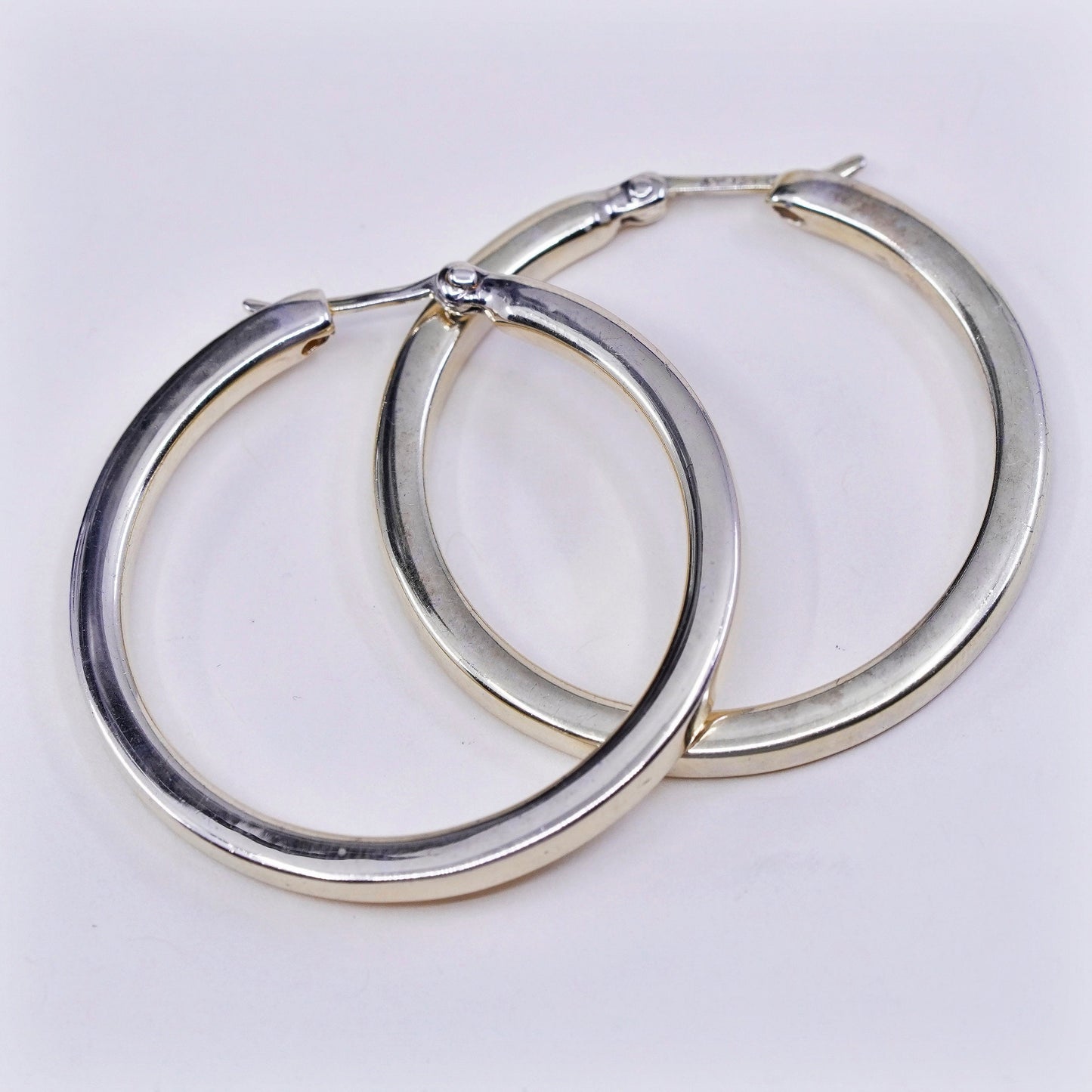 1.25”, Vintage vermeil gold over sterling silver loop earrings, 925 hoops