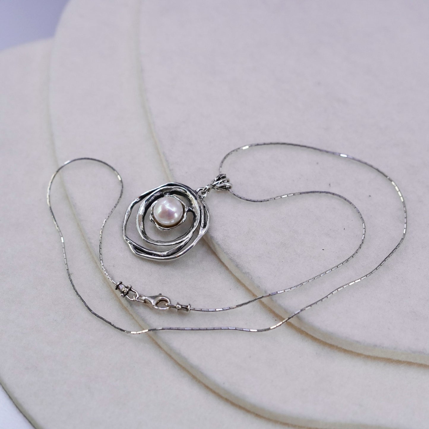 18”, Israel Shablool Didae sterling silver 925 necklace, snake pearl pendant