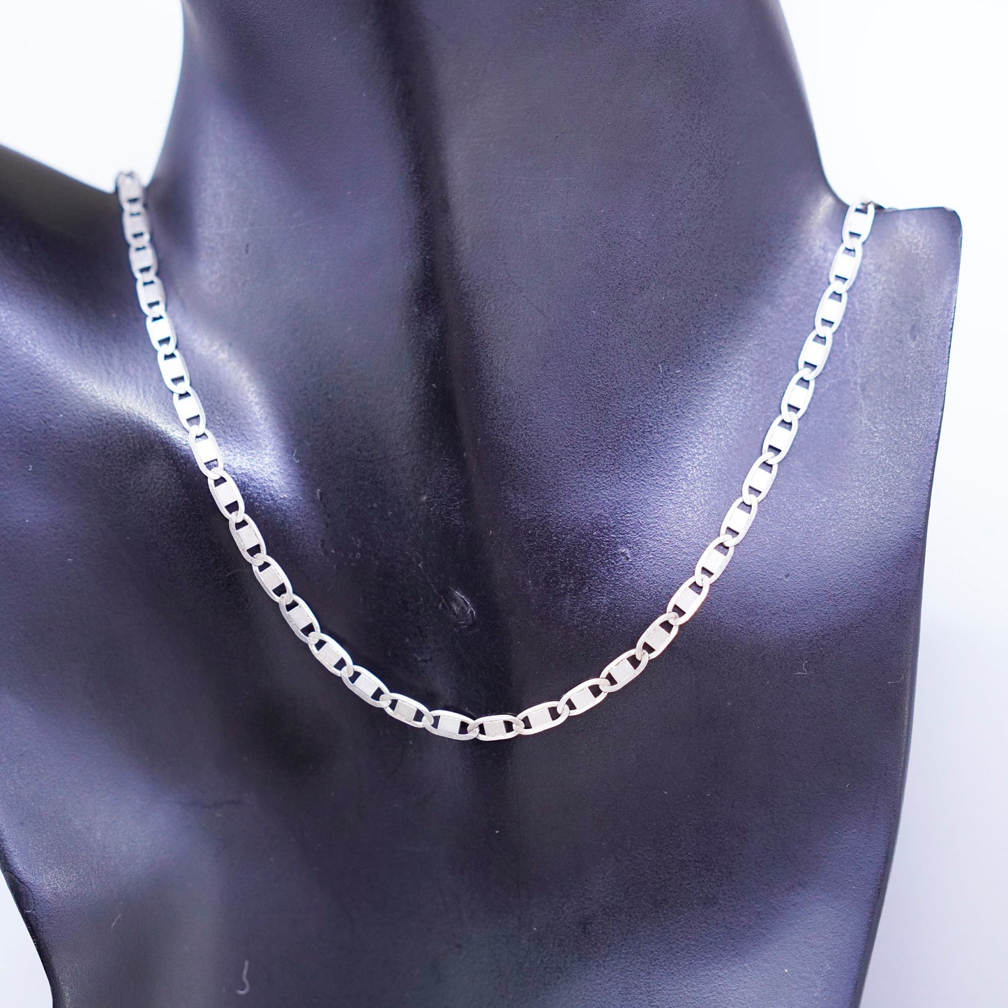 24” 4mm, vintage Italy Sterling 925 silver anchor bold chain necklace