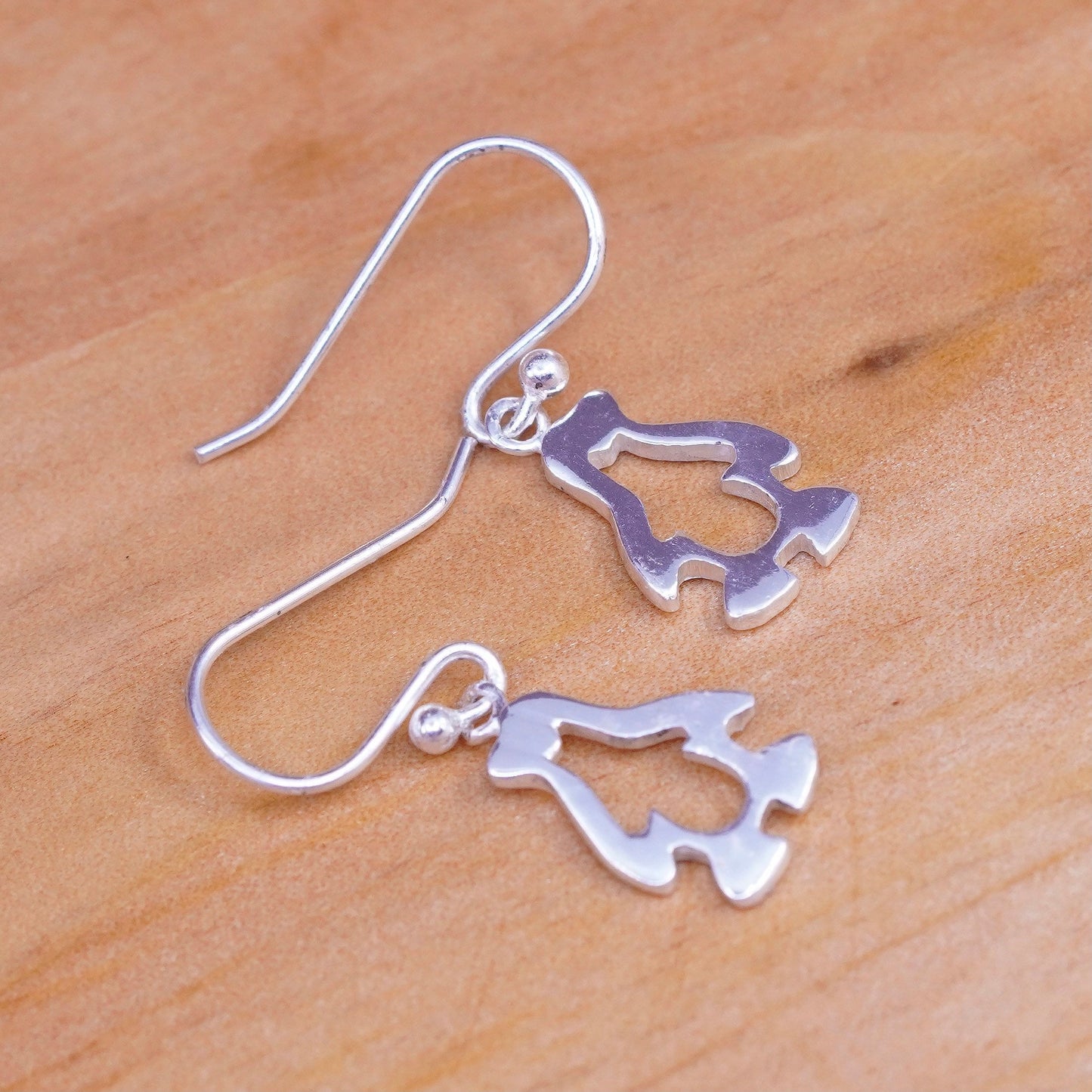 Vintage Sterling silver handmade earrings, 925 penguin bird