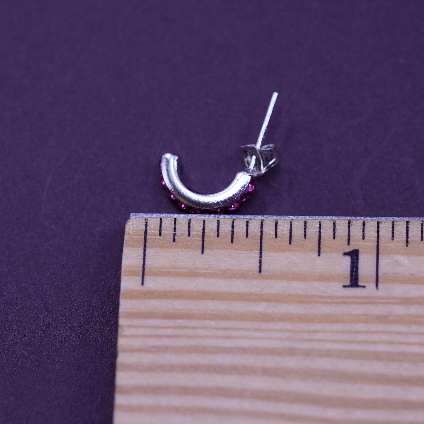 0.5”, vintage Sterling 925 silver handmade crystal studs, earrings