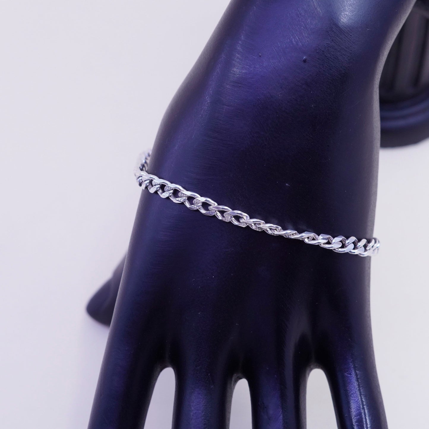 7.25”, 5mm, Vintage sterling 925 silver flatten curb bracelet