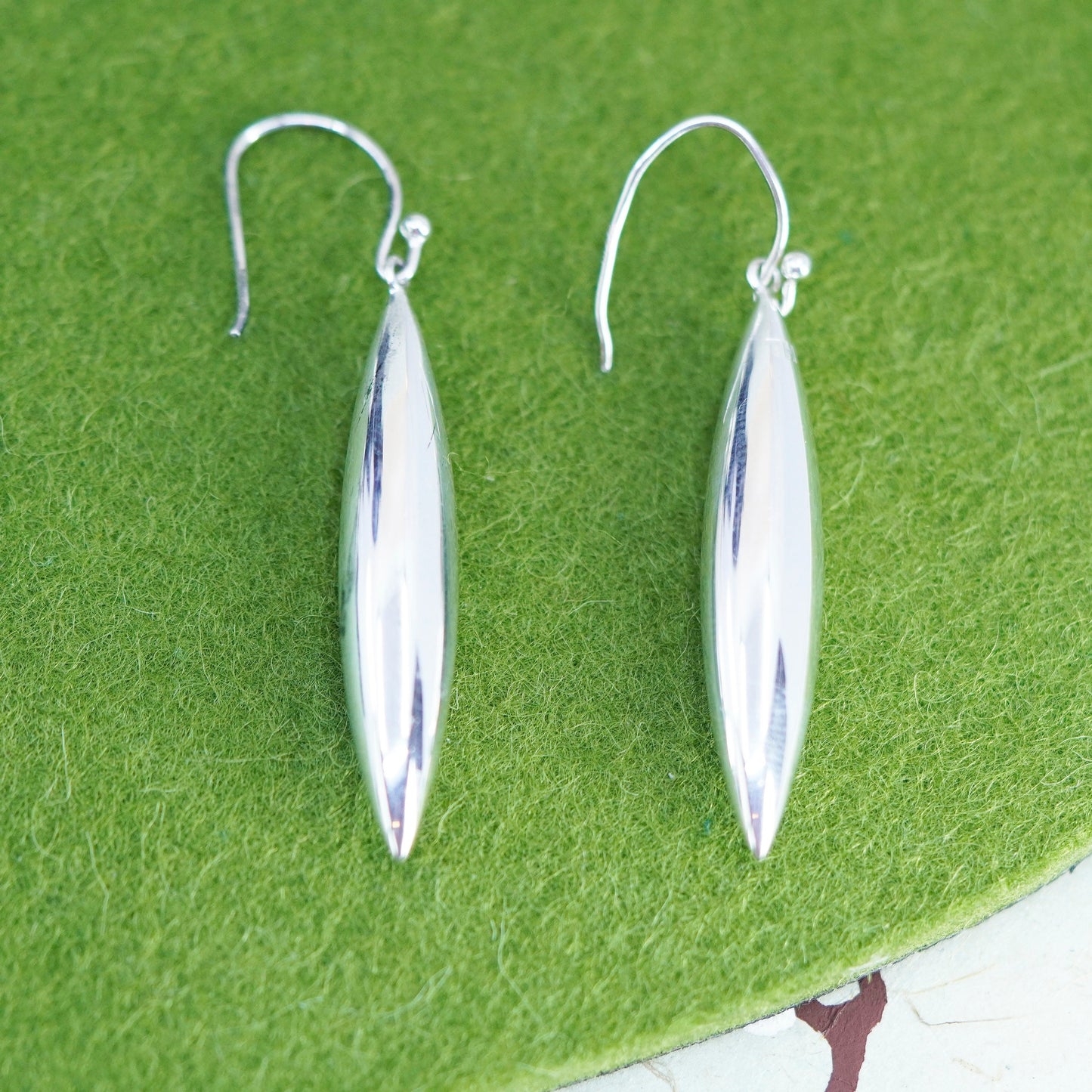 Vintage Sterling silver handmade earrings, 925 teardrop dangles
