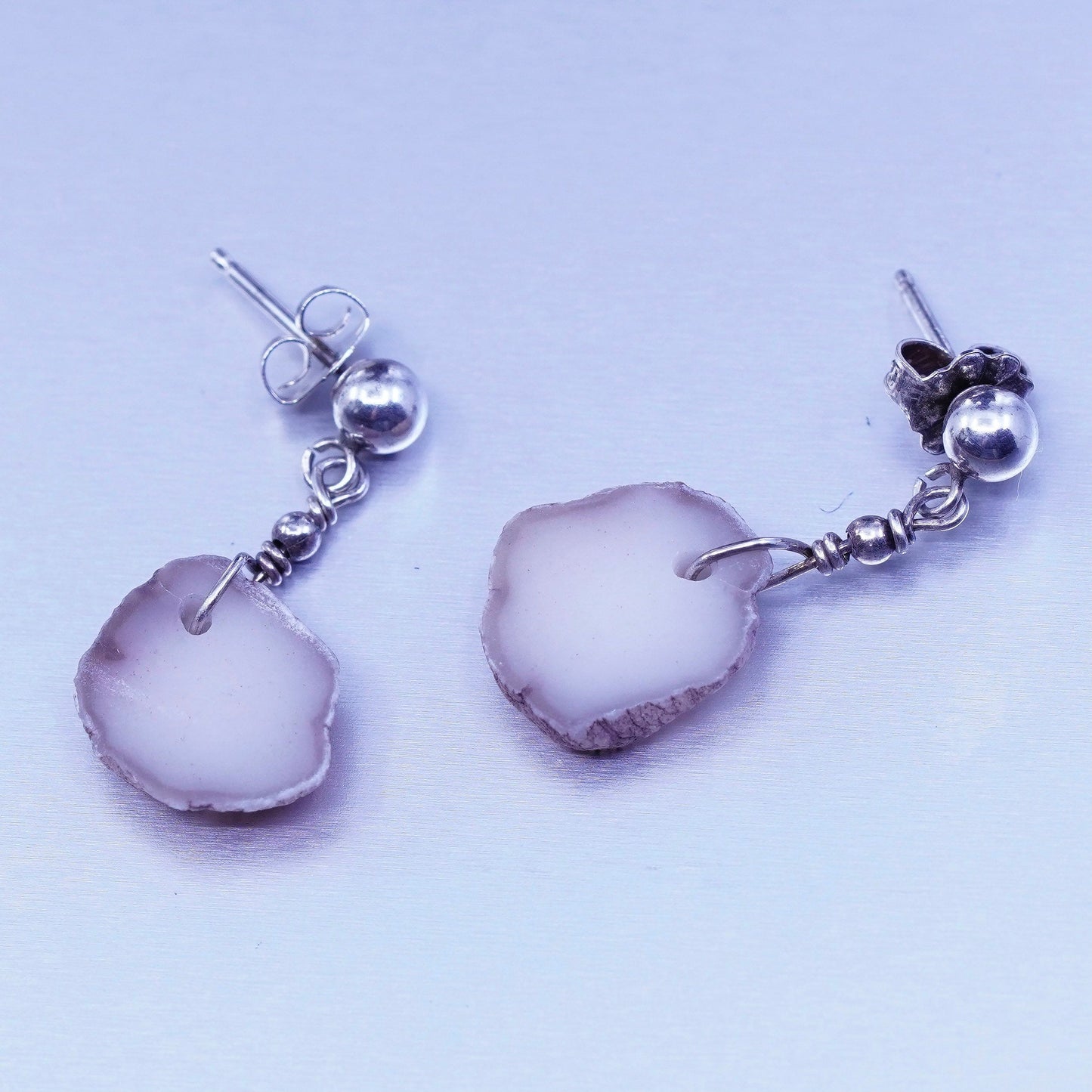 Vintage Sterling 925 silver earrings with agate