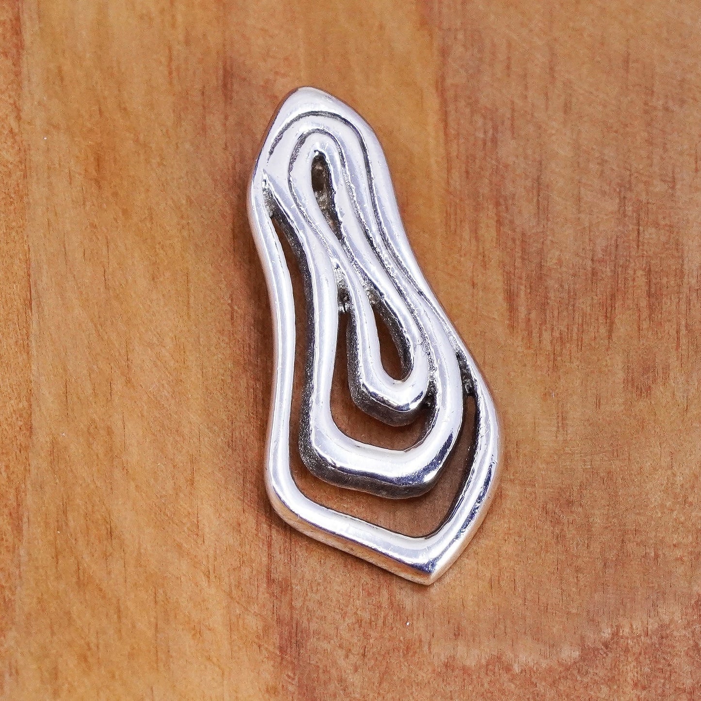 Vintage modern sterling silver handmade pendant, 925 lines