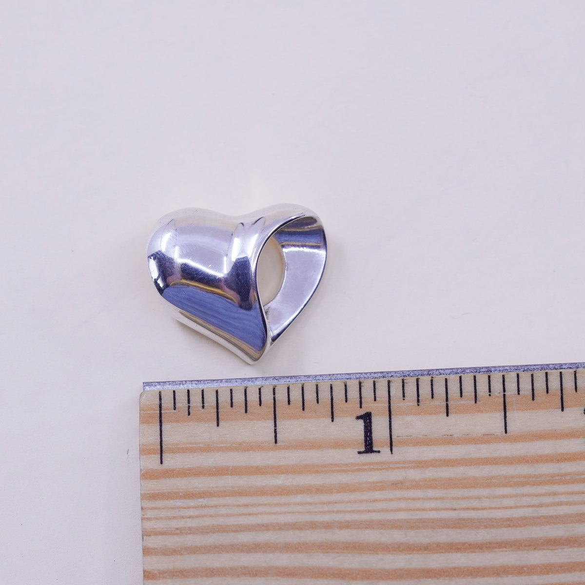 Vintage sterling silver handmade pendant, modern 925 heart