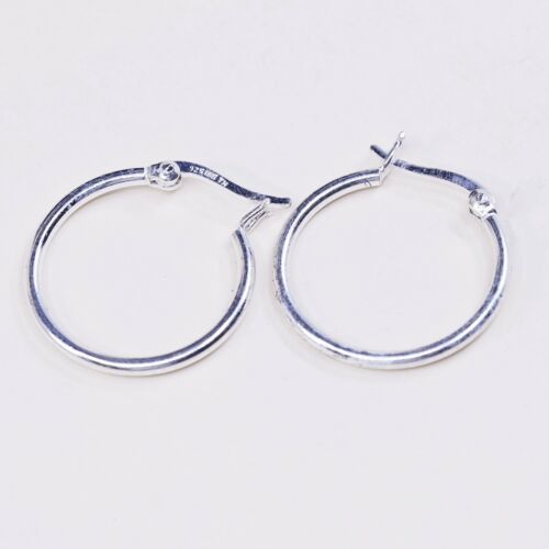 0.75” sterling silver 925 Huggie earrings Hoops, stamped 925 IBB
