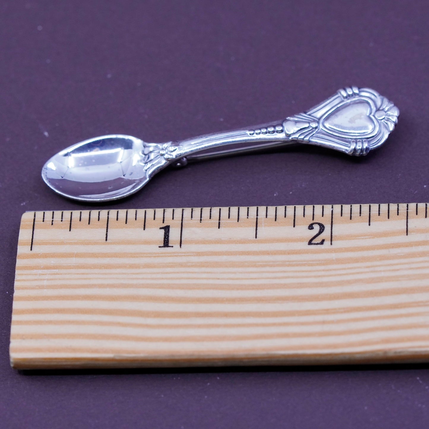 Vintage sterling silver handmade brooch, 925 spoon pin