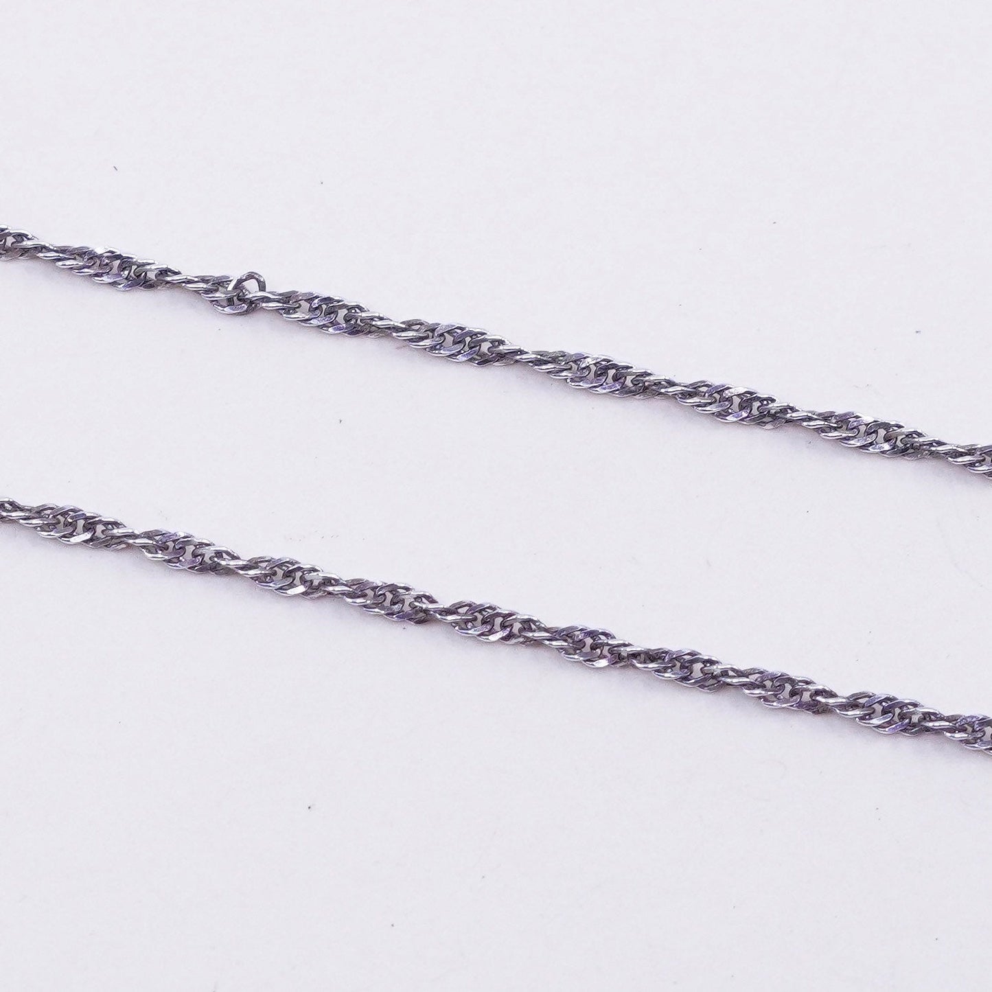 20” 1.6mm, vintage sterling silver necklace, 925 Singapore rope chain