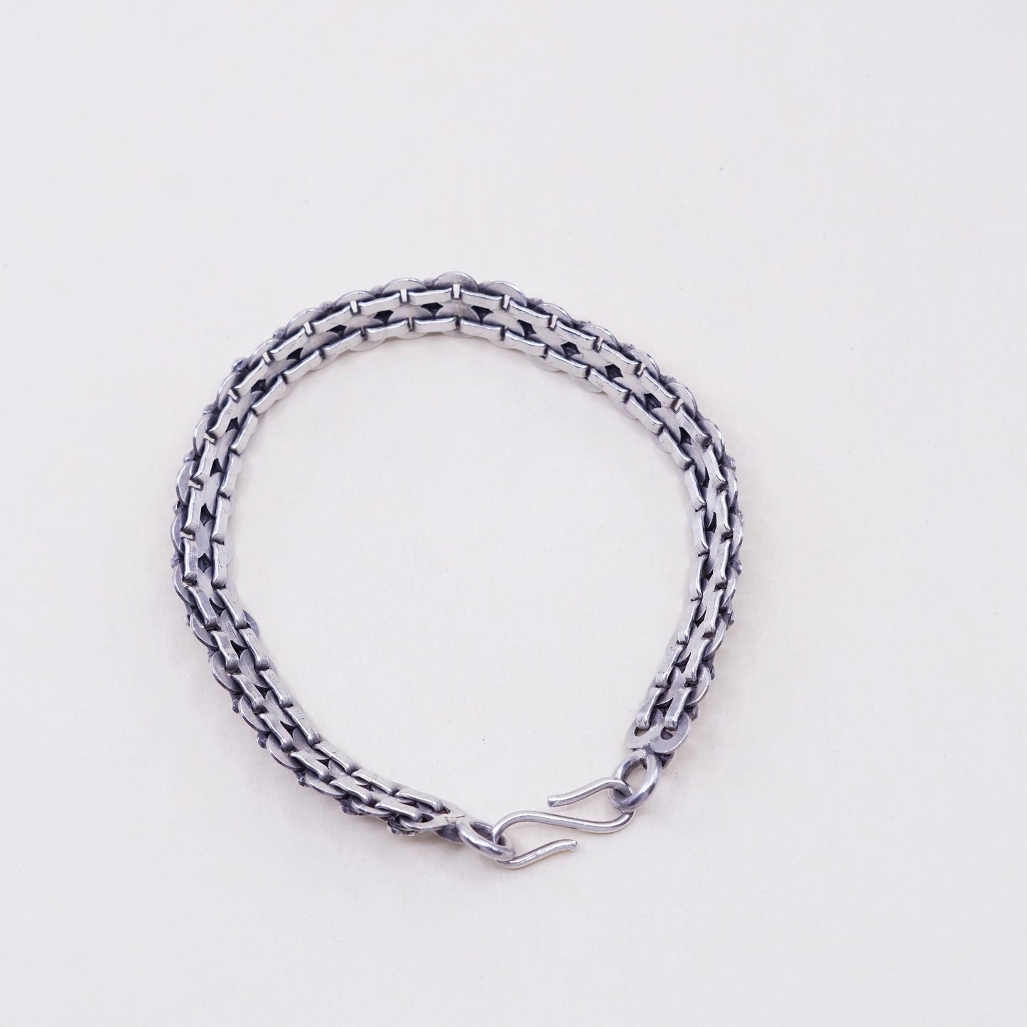 7.5”, vintage sterling 925 silver tennis bracelet, 925 tennis gold link chain