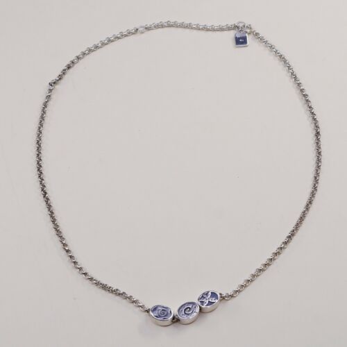 18” Vtg Bocco Sterling Silver Circle chain necklace W Slides Beads, Stamped 925