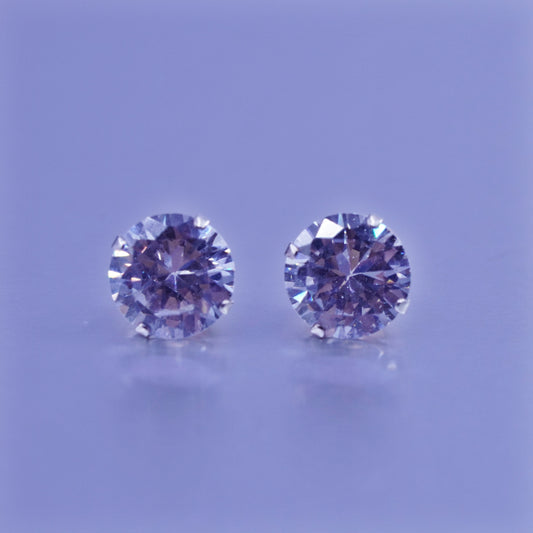 10mm Vintage Sterling 925 silver earrings, studs with round Cz inlay,
