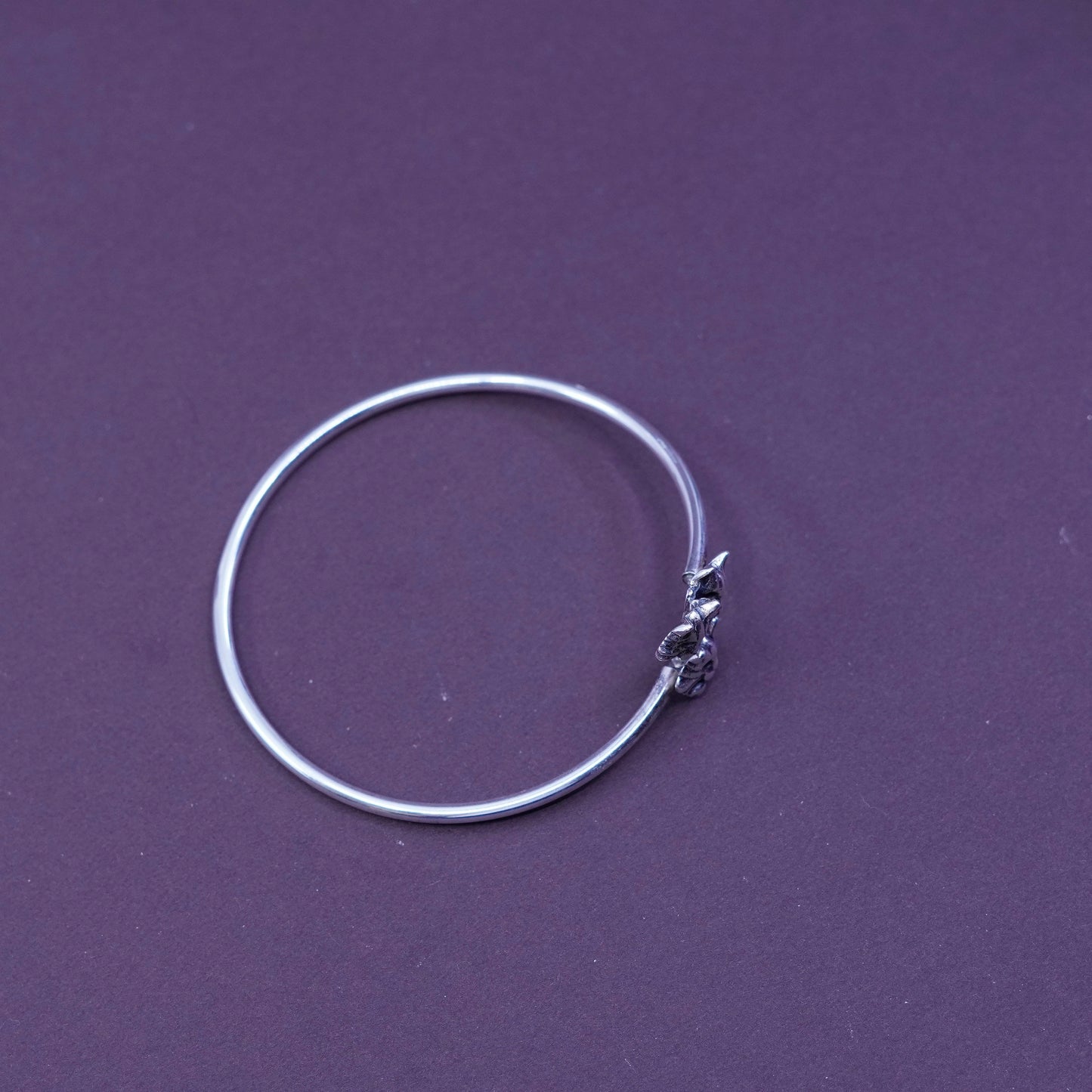 6.25”, modern Sterling silver handmade bracelet, 925 wrap bangle with cats
