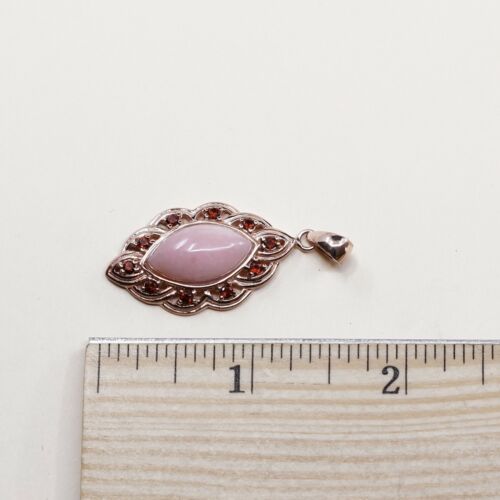Vintage Rose Gold Over Sterling silver pendant, 925 Pink Quartz W/ Ruby, Stped