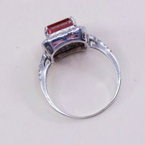 Sz 10.75, PJC Sterling Silver Handmade Ring, 925 Silver Band W/ Cluster Pink Cz