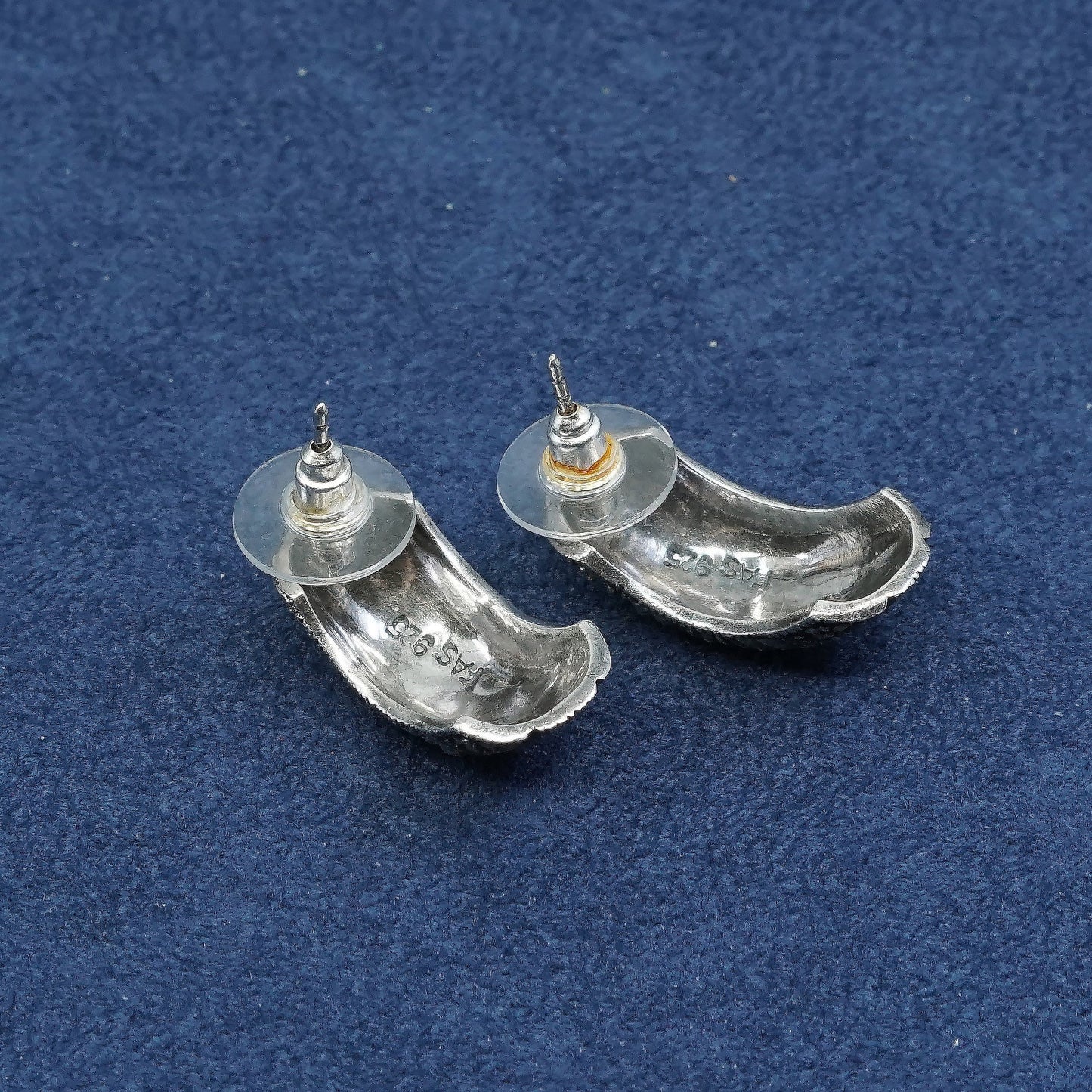 1", vtg Sterling silver handmade earrings, 925 hoops w/ marcasite, huggie