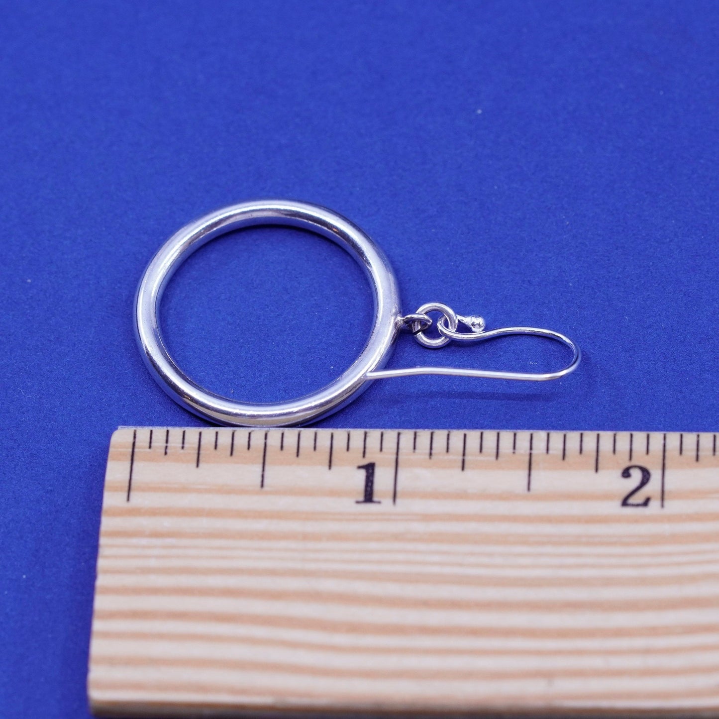 Vintage sterling silver handmade earrings, 925 circle dangles