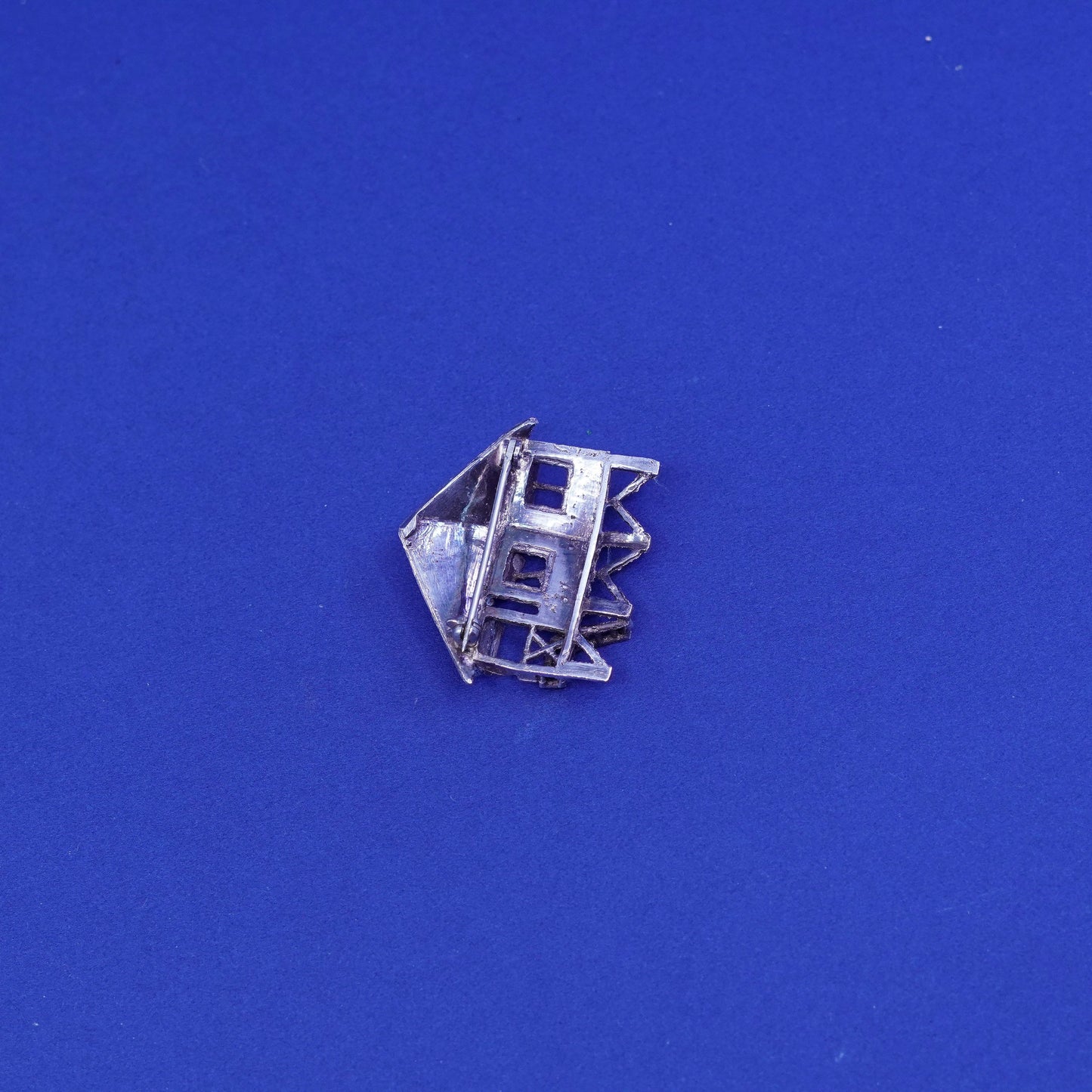 Vintage sterling silver handmade brooch, 925 modernist palm palapa pin