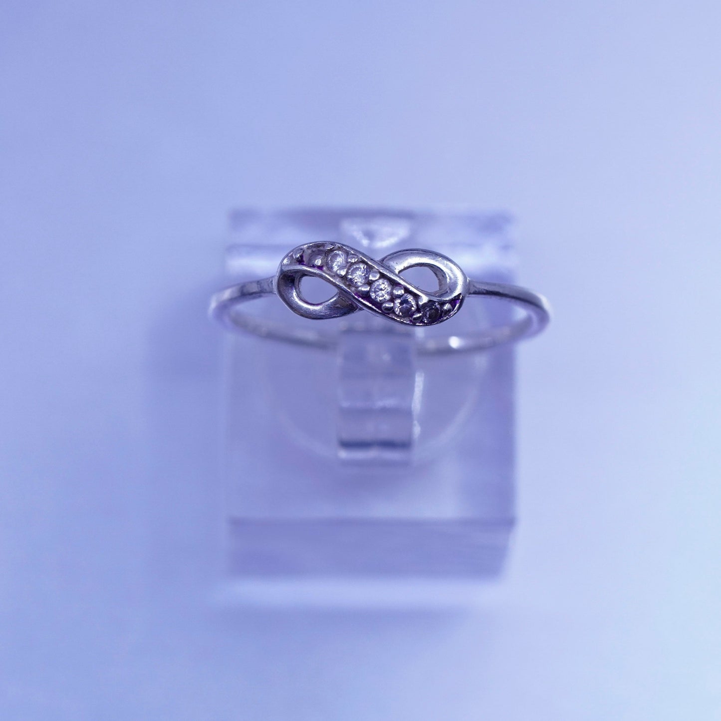 Size 9.25, Sterling 925 silver wedding ring, infinity endless loop diamond band