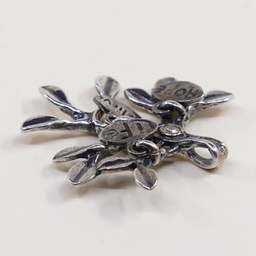 Vtg Israel CZ Shablool 925 Sterling Silver Tree Branch W/ “Hope, Believe Life”