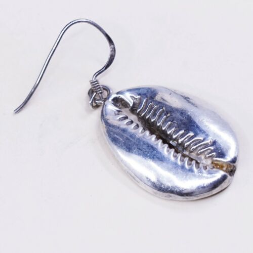 Vtg handmade Sterling 925 Silver Shell Casted earrings, Silver Tested