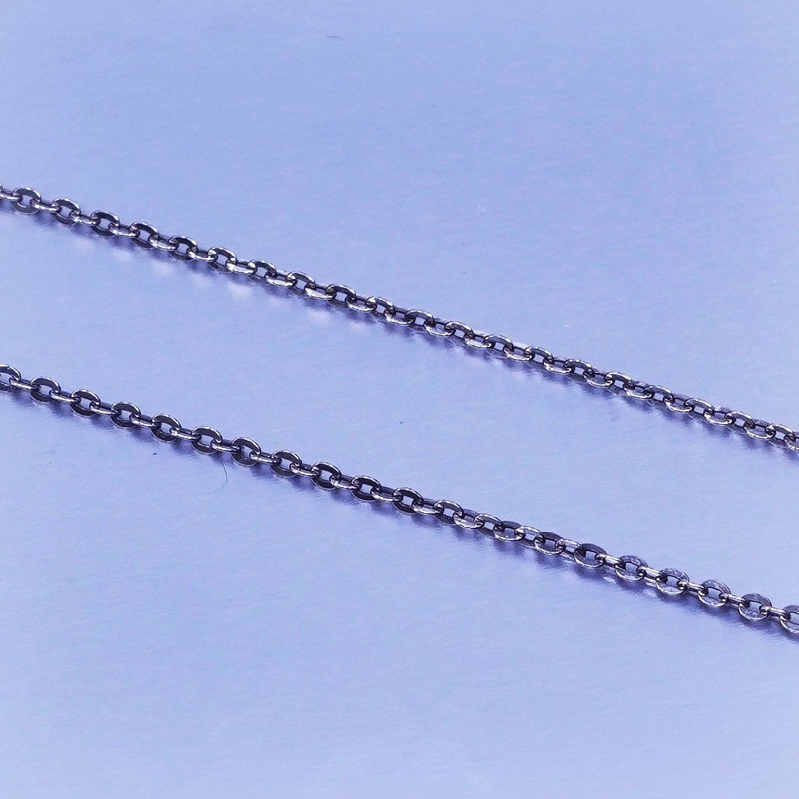 18” 1mm, vintage Italy Sterling 925 silver flatten circle chain necklace