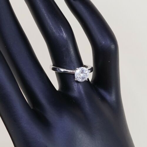 Sz 6.25, Vtg Sterling silver handmade ring, solid 925 Engagement band W/ CZ