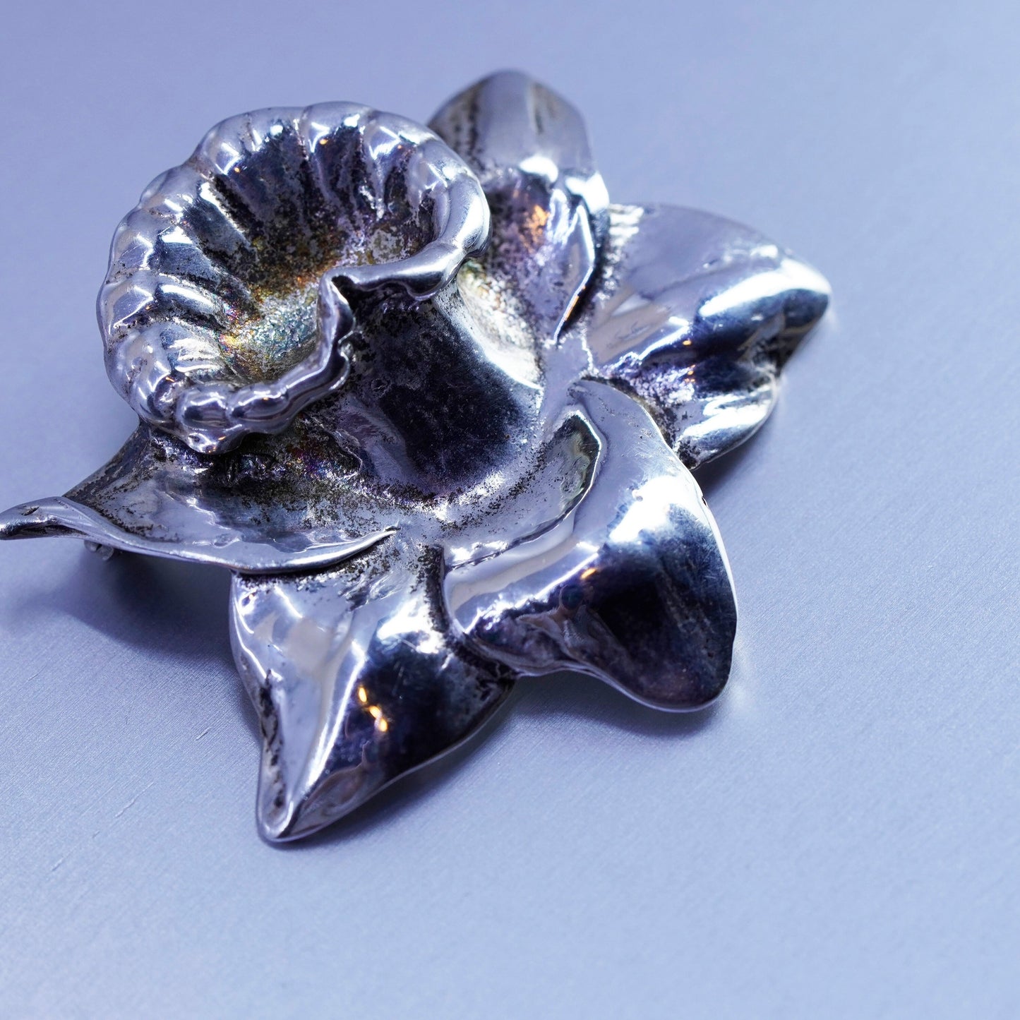Vintage sterling silver handmade brooch, Hawaiian 925 hibiscus flower pin