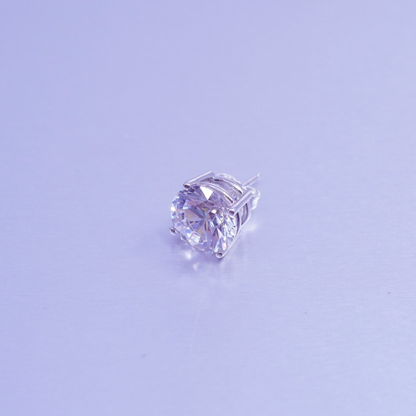 10mm, Vintage Sterling 925 silver earrings, studs with cz inlay