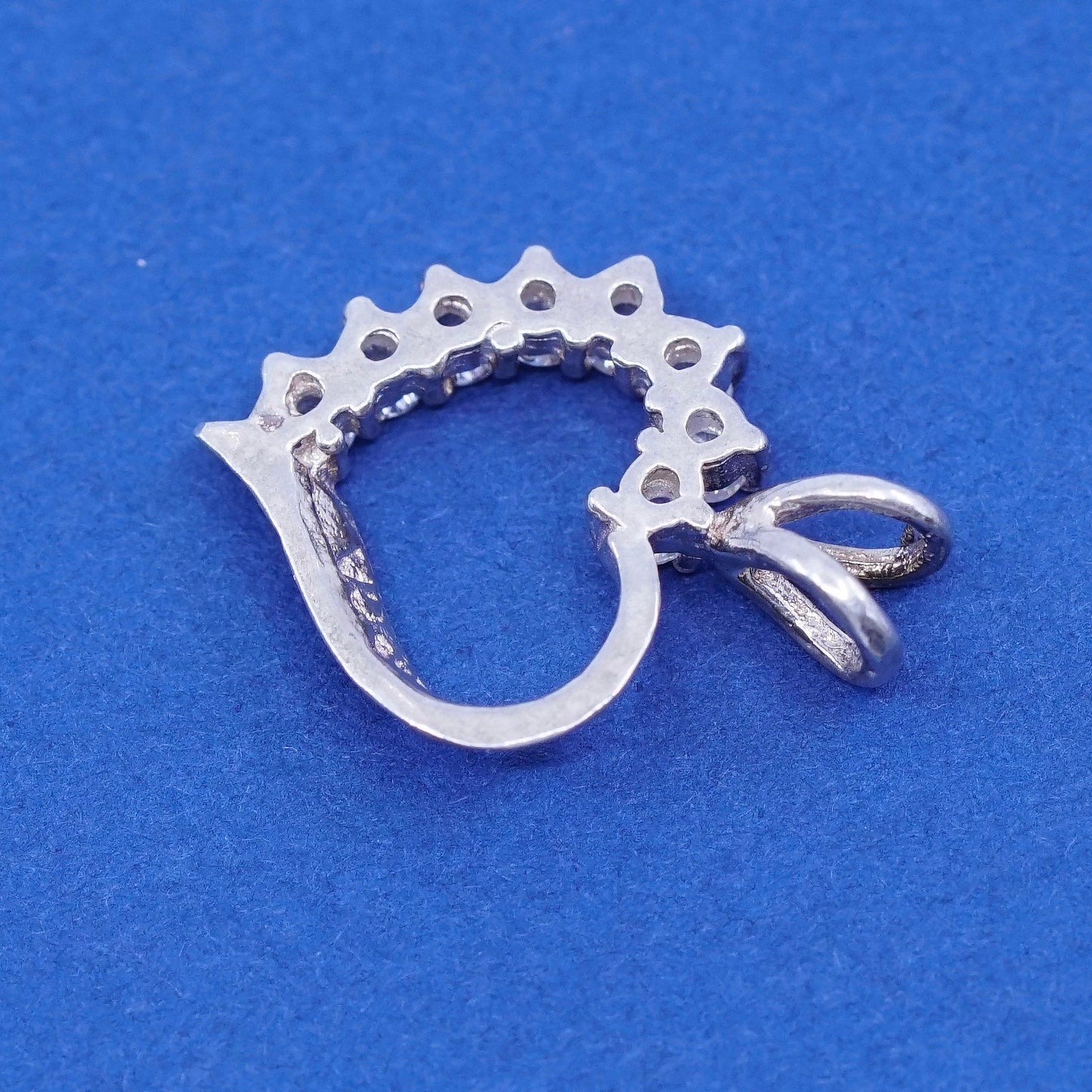 Vintage Sterling silver handmade pedant, 925 heart with crystal