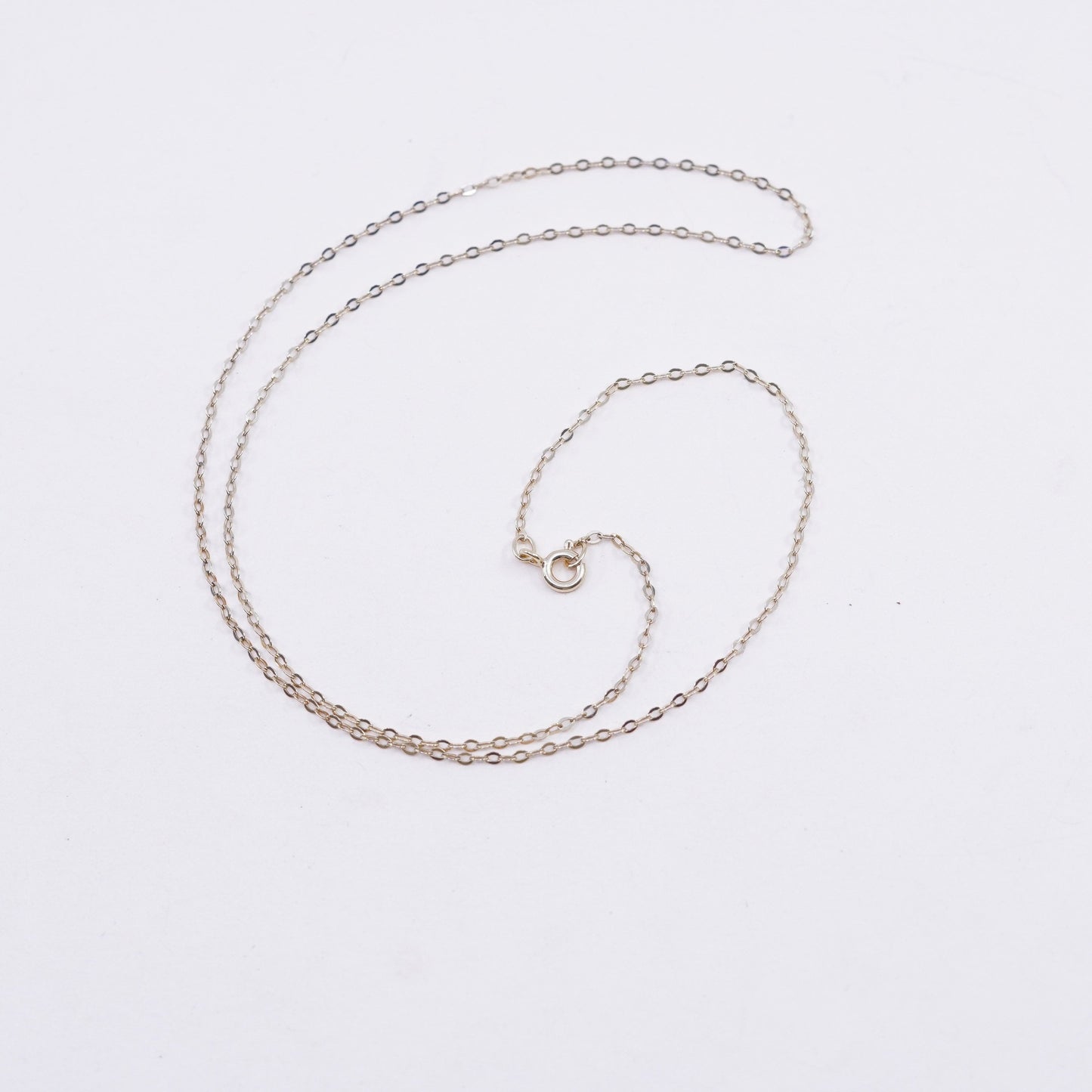 18”, vtg vermeil gold over Sterling silver necklace, 925 flatten circle chain