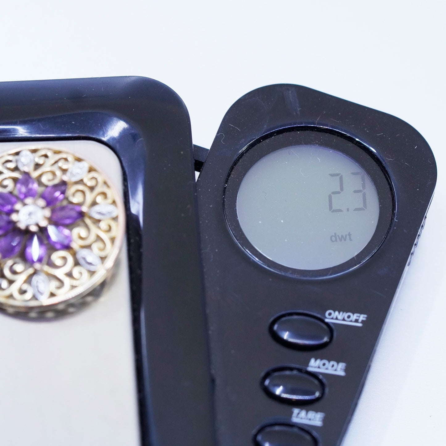 antique PAJ vermeil gold sterling 925 silver flower pendant amethyst diamond