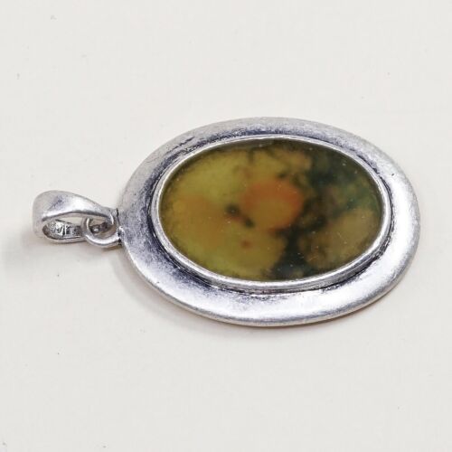 Vintage Sterling Silver Handmade Pendant, 925 Silver With Resin Inkay