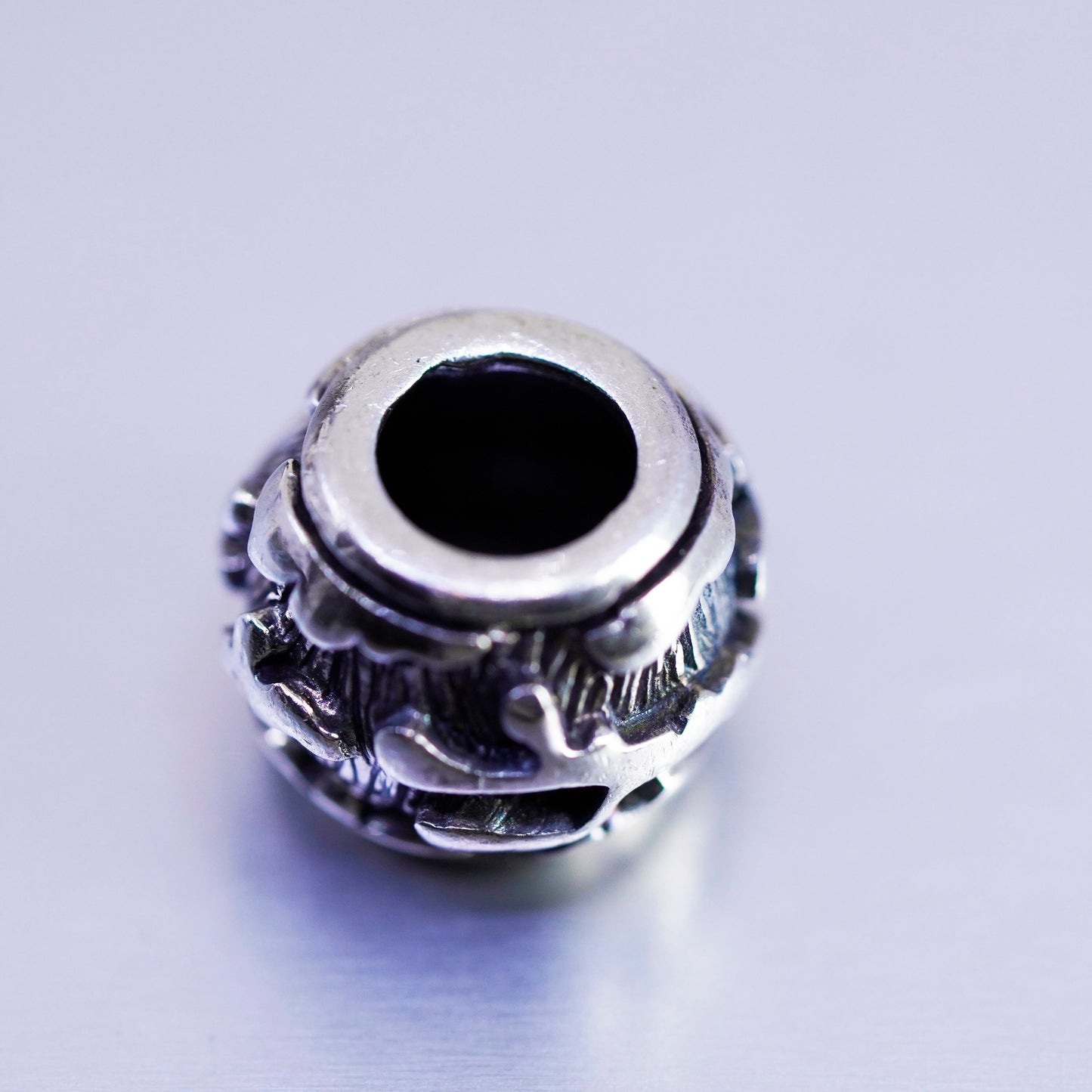 Antique Sterling silver handmade simple 925 bead embossed cloud