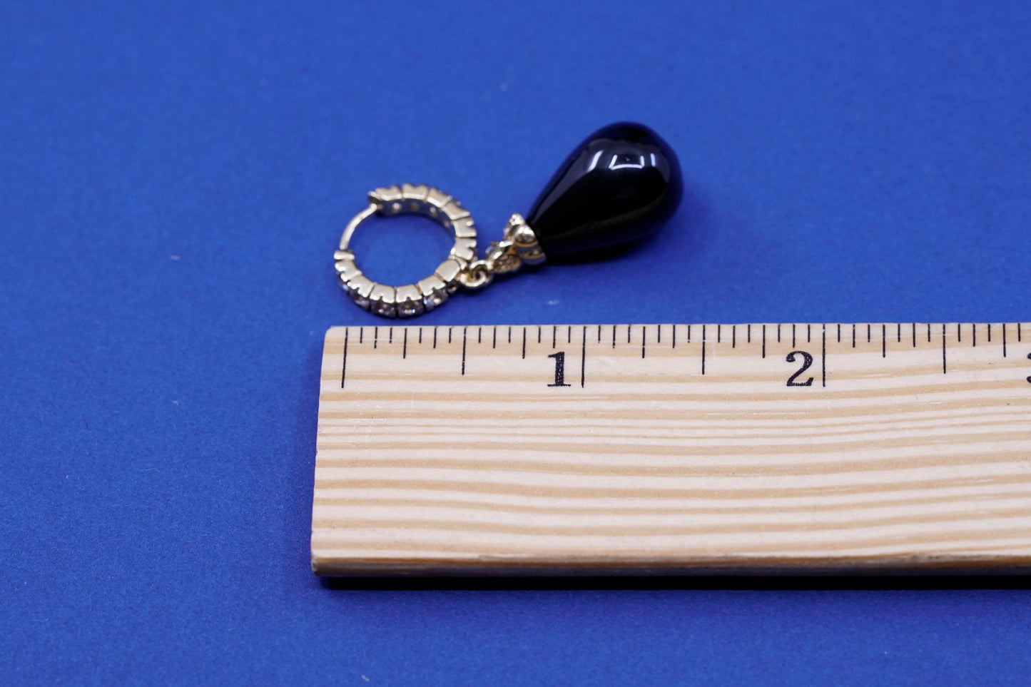 vermeil gold over Sterling silver earrings, 925 hooks, huggie w/ Cz N obsidian