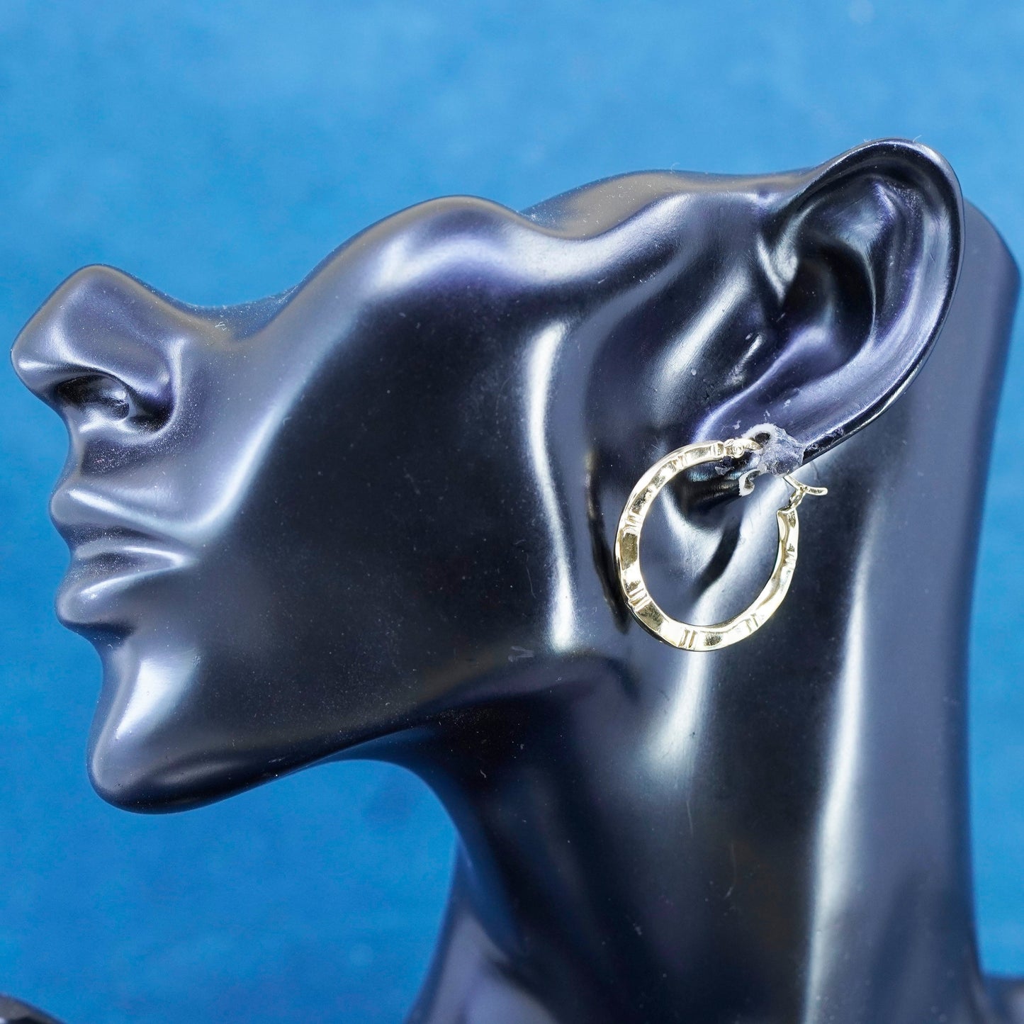 1”, vintage vermeil gold over Sterling silver handmade earrings, 925 hoops