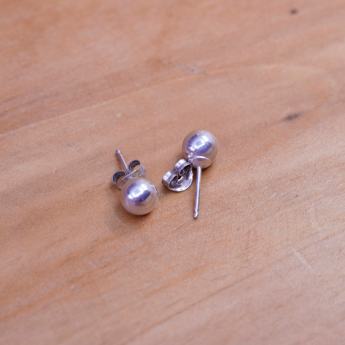 5mm, Vintage Sterling silver beads studs, 925 earrings