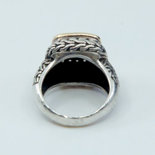 Sz 6.75, Vtg Sterling Ring with 10K gold accent, 925 Silver W/ Cluster Cz Inlay