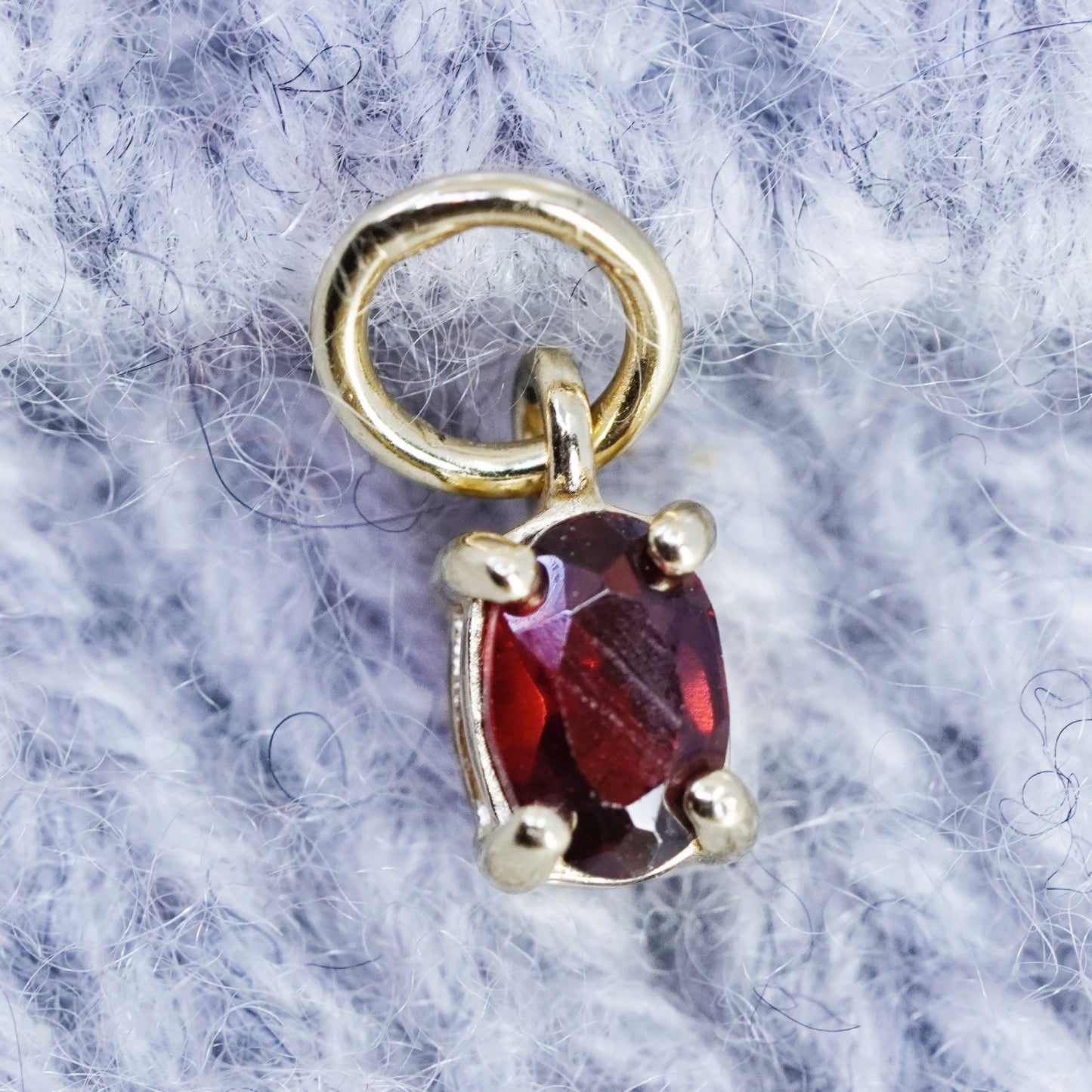 Vintage vermeil gold over sterling 925 silver pendant with oval ruby