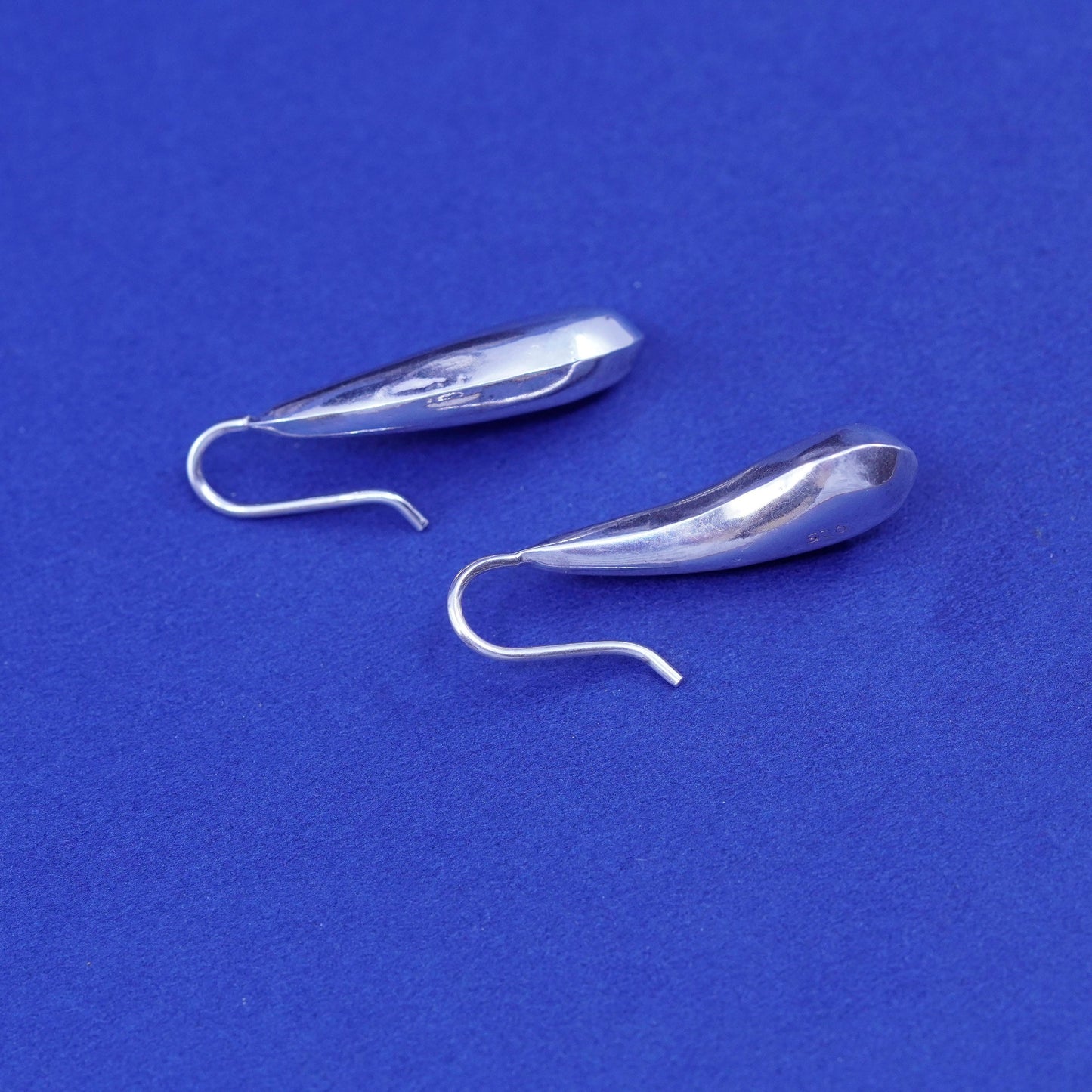 Vintage sterling silver handmade earrings, 925 simple teardrop drops