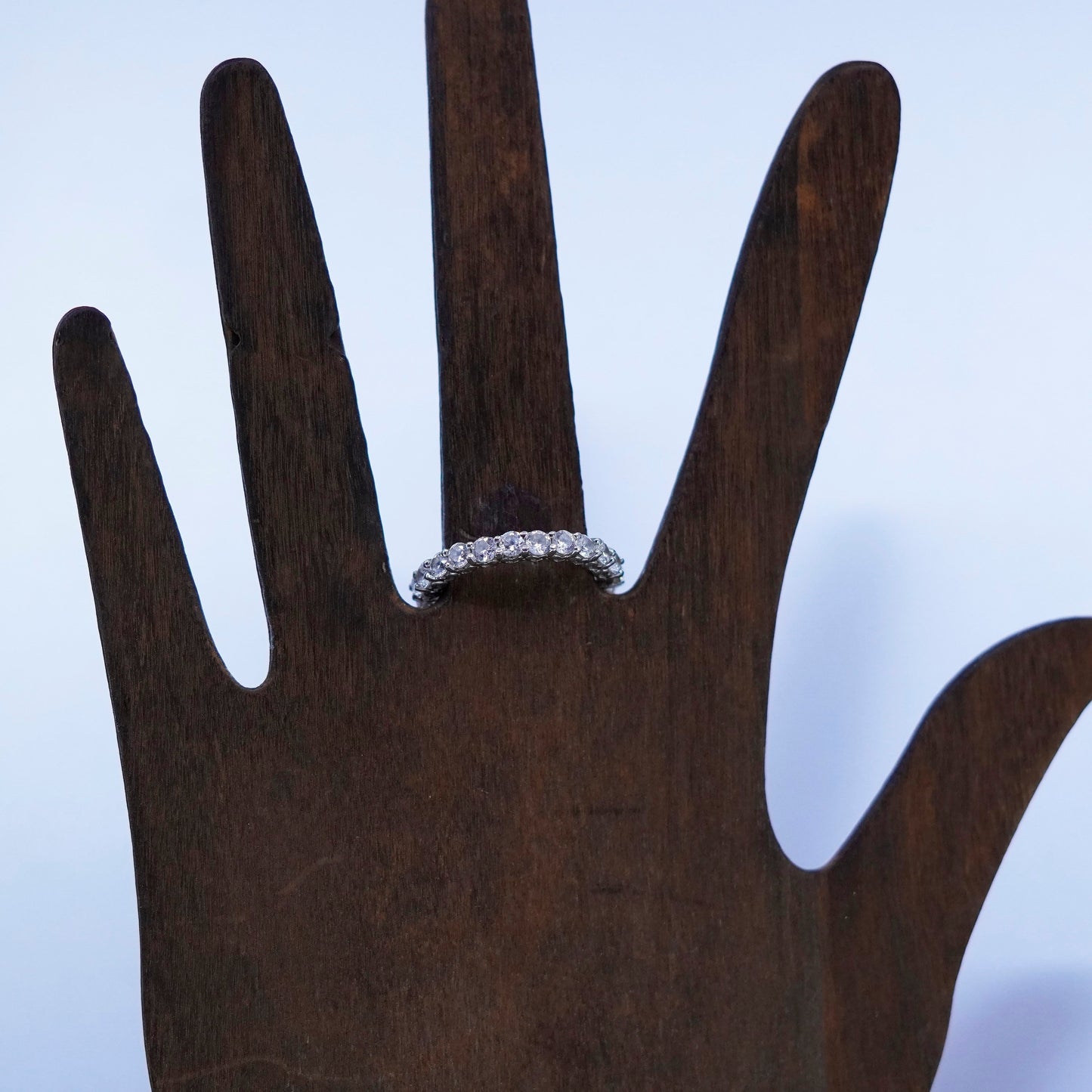 Size 8.25, vintage Sterling 925 silver wedding ring, Cz band